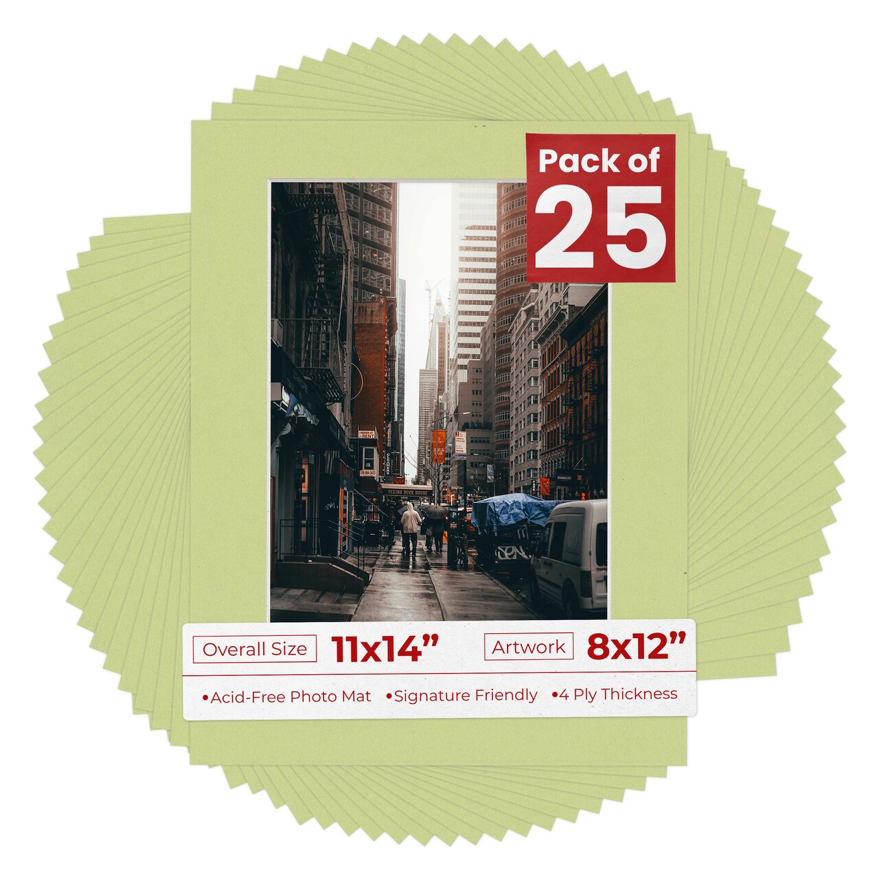 Pistachio Green Mat Board for 11x14 Frames - Fits 8x12 Photos